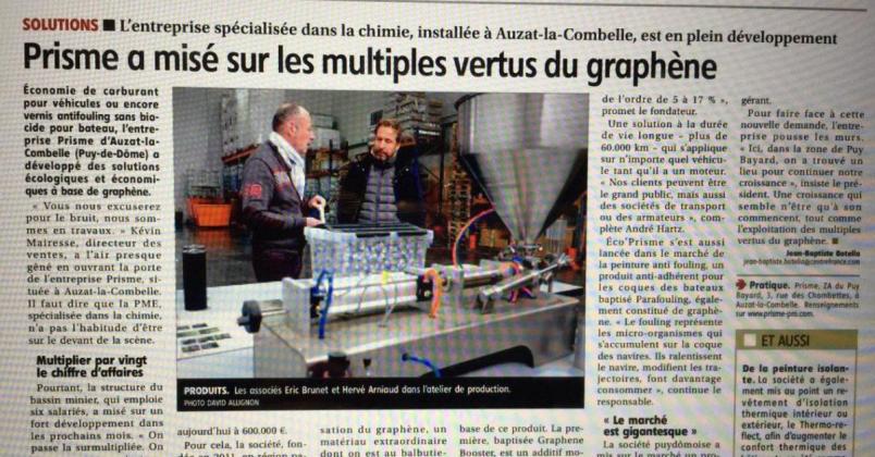 La Montagne newspaper article:
Eco'Prisme has focused on the multiple virtues of graphene