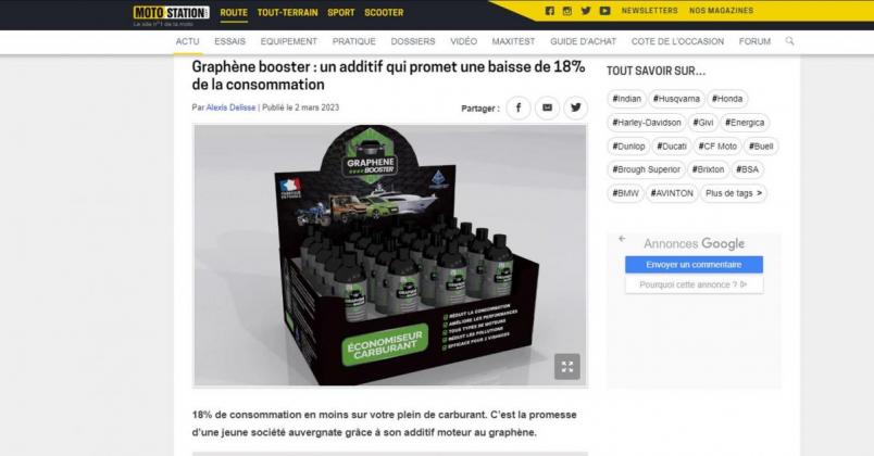 Moto-station.com : GRAPHENE BOOSTER®, un additif qui promet une baisse de 18% de la consommation